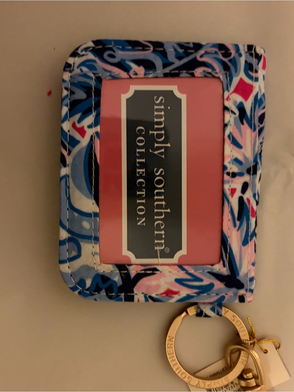 Simply Southern Blue and Pink Patterned ID Wallet Keychain